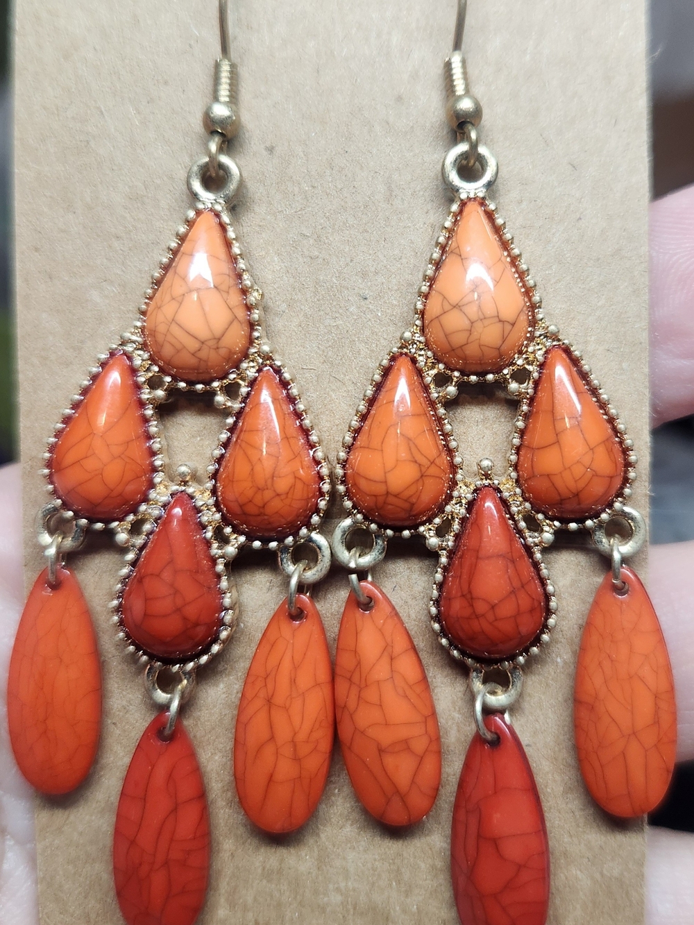 Orange Teardrop Cascade Earrings - Women Jewelry
